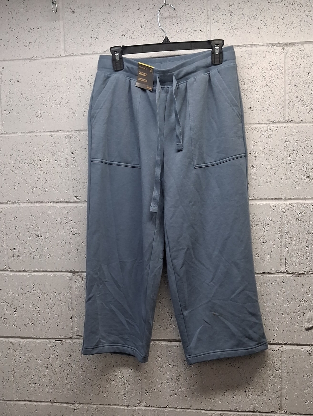 NWT Style & Co. Relaxed Wide Leg Cropped Drawstring Sweatpants - Dusty Blue